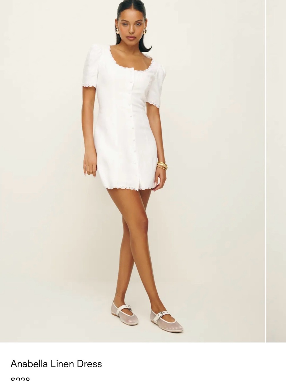 Reformation Anabella Linen Dress — White